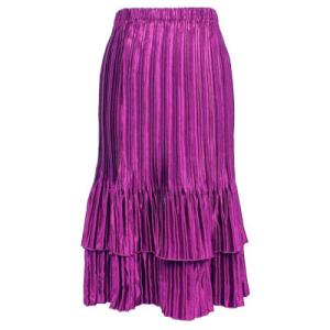 745 - Skirts - Satin Mini Pleat Tiered Solid Orchid Pink  - One Size Fits Most