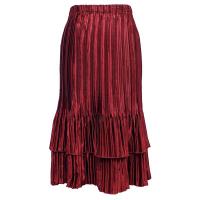 Skirts - Satin Mini Pleat - Tiered - Solid Maroon