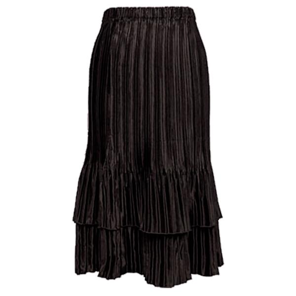 Wholesale 745 - Skirts - Satin Mini Pleat Tiered Solid Dark Espresso - One Size Fits Most
