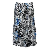Skirts - Satin Mini Pleat - Tiered -  Reptile Floral - Blue