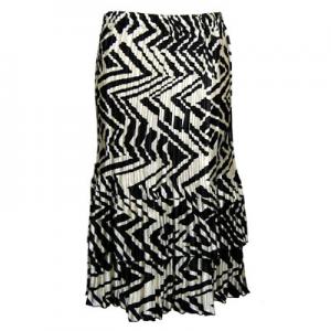 745 - Skirts - Satin Mini Pleat Tiered  Block Print Black-Ivory Satin Mini Pleat Tiered Skirt - One Size Fits Most