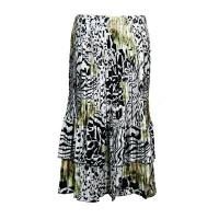 Skirts - Satin Mini Pleat - Tiered -  Reptile Floral - Green