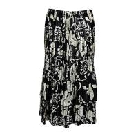 Skirts - Satin Mini Pleat - Tiered -  Ivory Floral on Black