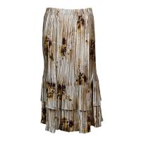 Skirts - Satin Mini Pleat - Tiered -  Beige Floral