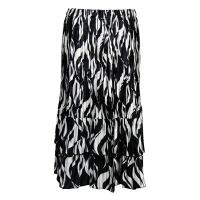 Skirts - Satin Mini Pleat - Tiered -  White Buds on Black