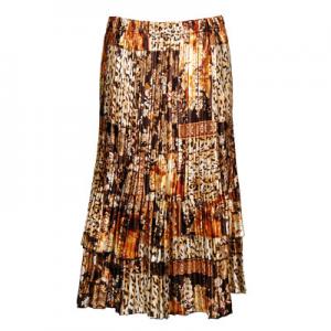 745 - Skirts - Satin Mini Pleat Tiered  Multi Animal Floral Satin Mini Pleat Tiered Skirt - One Size Fits Most