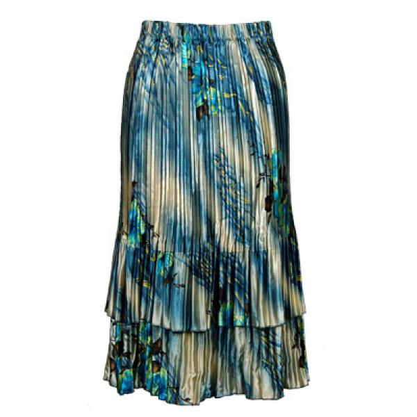 Wholesale 745 - Skirts - Satin Mini Pleat Tiered  Marble Floral - Blue Satin Mini Pleat Tiered Skirt - One Size Fits Most