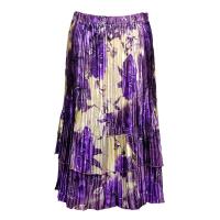 Skirts - Satin Mini Pleat - Tiered -  Rose Floral - Purple