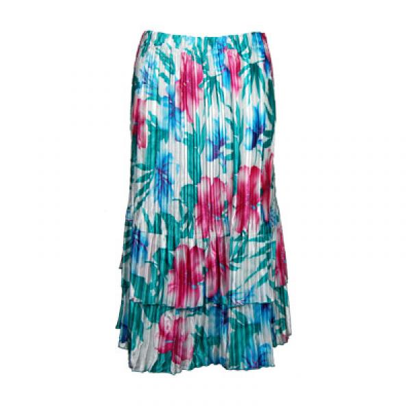 Wholesale 657 - Half Sleeve V-Neck Satin Mini Pleat Tops  Bright Bouquet Satin Mini Pleat Tiered Skirt - One Size Fits Most