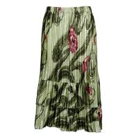 Skirts - Satin Mini Pleat - Tiered -  Multi Green Floral