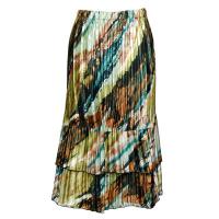Skirts - Satin Mini Pleat - Tiered -  Earthtone Abstract