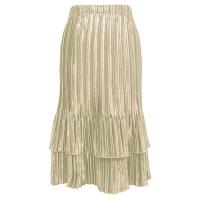 Skirts - Satin Mini Pleat - Tiered - Solid Beige