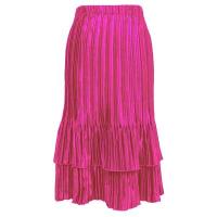 Skirts - Satin Mini Pleat - Tiered - Solid Hot Pink