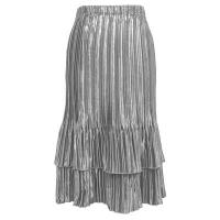 Skirts - Satin Mini Pleat - Tiered - Solid Silver