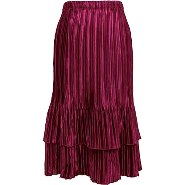 Wholesale 745 - Skirts - Satin Mini Pleat Tiered Solid Berry - One Size Fits Most