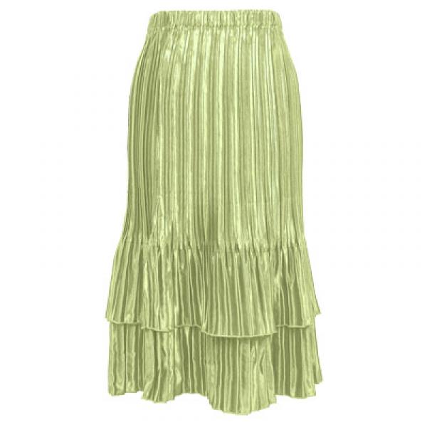 Wholesale 745 - Skirts - Satin Mini Pleat Tiered Solid Celery  - One Size Fits Most