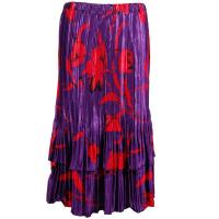 Skirts - Satin Mini Pleat - Tiered -  Red Tulips on Purple