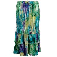 Skirts - Satin Mini Pleat - Tiered -  Blue-Purple-Yellow Watercolors