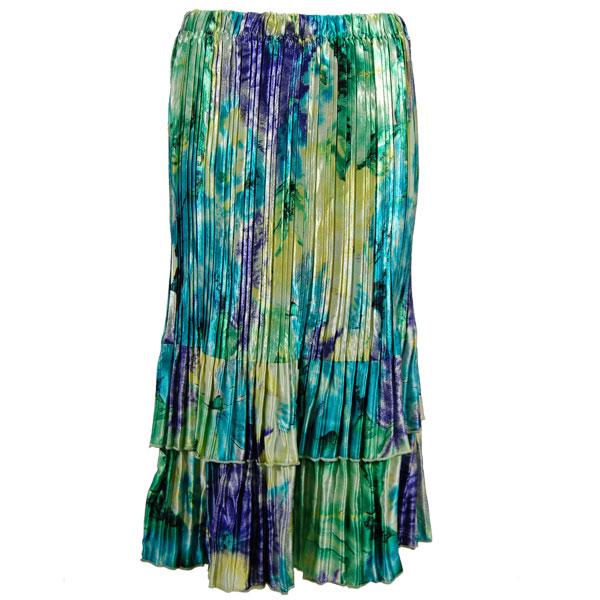 Wholesale 1148 - Satin Mini Pleats Blouses  Blue-Purple-Yellow Watercolors Satin Mini Pleat Tiered Skirt - One Size Fits Most