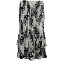Skirts - Satin Mini Pleat - Tiered -  White-Black Swirl Dots