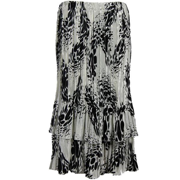 Wholesale 745 - Skirts - Satin Mini Pleat Tiered  White-Black Swirl Dots - One Size Fits Most