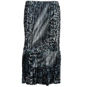 745 - Skirts - Satin Mini Pleat Tiered  Reptile Black - Grey Satin Mini Pleat Tiered Skirt - One Size Fits Most