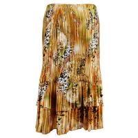 Skirts - Satin Mini Pleat - Tiered -  Gold Print