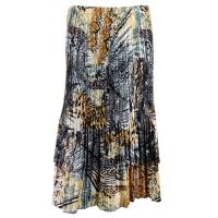 Skirts - Satin Mini Pleat - Tiered -  Abstract - Black-Gold