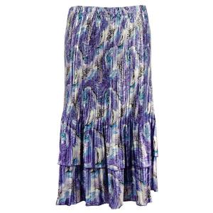 745 - Skirts - Satin Mini Pleat Tiered  Purple Print Satin Mini Pleat Tiered Skirt - One Size Fits Most