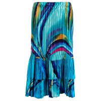 Skirts - Satin Mini Pleat - Tiered -  Half Moon Blue-Yellow