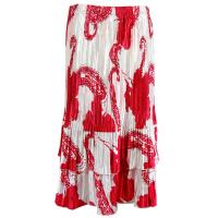 Skirts - Satin Mini Pleat - Tiered -  Red on White