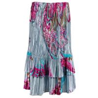Skirts - Satin Mini Pleat - Tiered -  Red Swirl on Silver