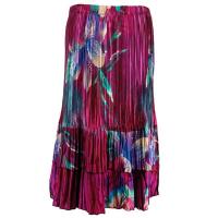 Skirts - Satin Mini Pleat - Tiered -  Red-Blue Flower
