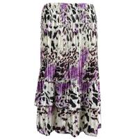 Skirts - Satin Mini Pleat - Tiered -  Reptile Floral - Purple