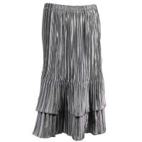 Skirts - Satin Mini Pleat - Tiered - Solid Charcoal
