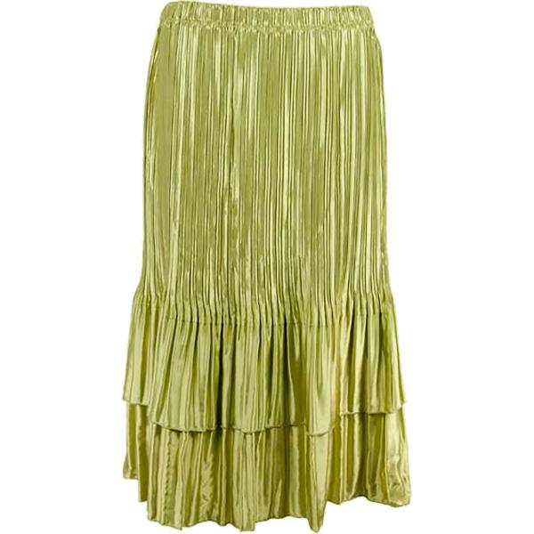 Wholesale 745 - Skirts - Satin Mini Pleat Tiered Solid Leaf Green - One Size Fits Most