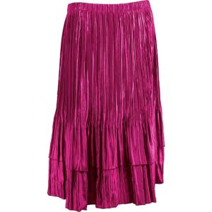 745 - Skirts - Satin Mini Pleat Tiered Solid Magenta Orchid - One Size Fits Most