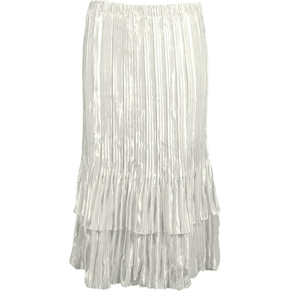 Wholesale 745 - Skirts - Satin Mini Pleat Tiered Solid Off White - One Size Fits Most