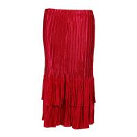 Skirts - Satin Mini Pleat - Tiered - Solid Dark Red