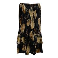 Skirts - Satin Mini Pleat - Tiered -  Black with Gold Leaves