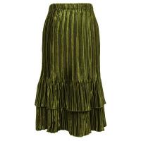 Skirts - Satin Mini Pleat - Tiered - Solid Olive