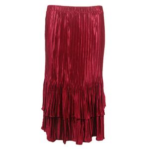 745 - Skirts - Satin Mini Pleat Tiered Solid Wine - One Size Fits Most