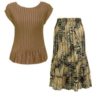 748  - Matching Satin Mini Pleat Skirt and Top Set Taupe Cap with Swirl Animal Skirt - One Size Fits Most