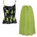 Black-Kiwi Spaghetti-Spring Green Long Skirt