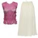 Raspberry-White Origami - Ivory Long Skirt