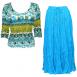 Blue-Green Hawaiian TQ-Turquoise Long Skirt