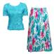 Turquoise Origami-Bright Bouquet Micro Pleat Skirt