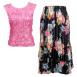 Bubblegum Sleeveless Origami-Black Floral Mini Pleat Skirt