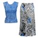 Denim Sleeveless Origami-Reptile Floral Blue Micro Pleat 