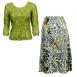Leaf Green TQ Origami-Reptile Floral Green Micro Pleat Skirt